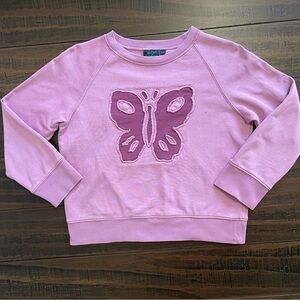 Mini Boden Purple Butterfly Crewneck Sweatshirt Size 9-10